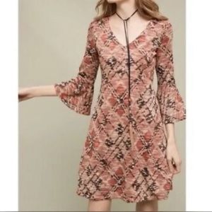 Anthropologie Maeve Erina Bell Sleeve Fit & Flare Dress